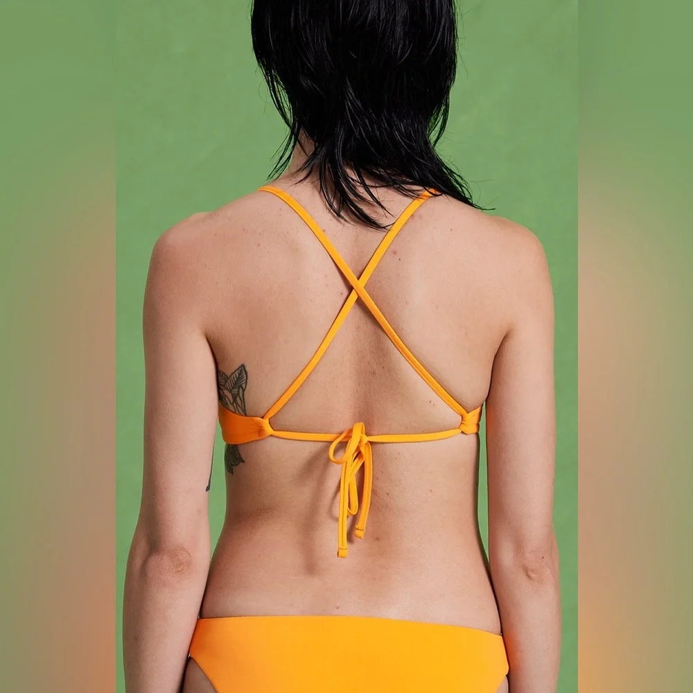 girlfriend collective lanai bikini swim top spritz yellow XS